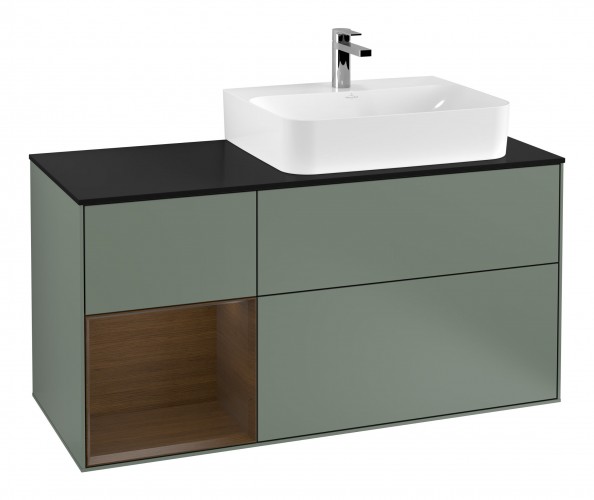 Тумба под раковину Villeroy & Boch Finion 120х50,1 см с подсветкой МДФ оливковый матовый лак/стекло черное матовое F142GNGM