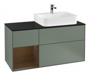 Тумба под раковину Villeroy & Boch Finion 120х50,1 см с подсветкой МДФ оливковый матовый лак/стекло черное матовое F142GNGM