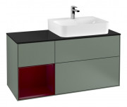 Тумба под раковину Villeroy & Boch Finion 120х50,1 см с подсветкой МДФ оливковый матовый лак/стекло черное матовое F142HBGM