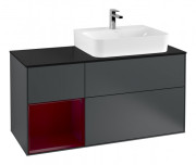 Тумба под раковину Villeroy & Boch Finion 120х50,1 см с подсветкой МДФ темно-синий матовый лак/стекло черное матовое F142HBHG