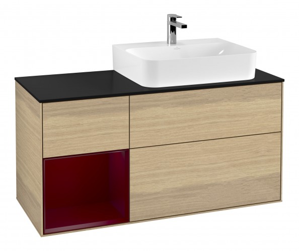 Тумба под раковину Villeroy & Boch Finion 120х50,1 см с подсветкой МДФ шпон дуба/стекло белое матовое F142HBPC