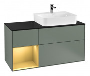 Тумба под раковину Villeroy & Boch Finion 120х50,1 см с подсветкой МДФ оливковый матовый лак/стекло черное матовое F142HFGM