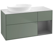 Тумба під раковину Villeroy & Boch Finion 120х50,1 см із підсвічуванням МДФ оливковий матовий лак/скло біле матове GA51GKGM