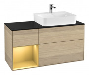 Тумба под раковину Villeroy & Boch Finion 120х50,1 см с подсветкой МДФ шпон дуба/стекло черное матовое F142HFPC