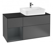 Тумба під раковину Villeroy & Boch Finion 120х50,1 см із підсвічуванням МДФ антрацит матовий лак/скло чорне матове F142HGGK