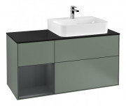 Тумба под раковину Villeroy & Boch Finion 120х50,1 см с подсветкой МДФ оливковый матовый лак/стекло черное матовое F142HGGM