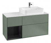 Тумба під раковину Villeroy & Boch Finion 120х50,1 см із підсвічуванням МДФ оливковий матовий лак/скло біле матове F141PDGM