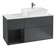 Тумба под раковину Villeroy & Boch Finion 120х50,1 см с подсветкой МДФ темно-синий матовый лак/стекло белое матовое F141PDHG