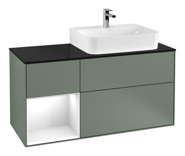 Тумба под раковину Villeroy & Boch Finion 120х50,1 см с подсветкой МДФ оливковый матовый лак/стекло черное матовое F142GFGM