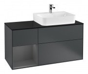 Тумба під раковину Villeroy & Boch Finion 120х50,1 см із підсвічуванням МДФ антрацит матовий лак/скло чорне матове F142GKHG