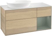 Тумба под раковину Villeroy & Boch Finion 120х50,1 см с подсветкой МДФ шпон дуба/стекло белое матовое GA51GMPC