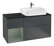 Тумба под раковину Villeroy & Boch Finion 120х50,1 см с подсветкой МДФ темно-синий матовый лак/стекло черное матовое F142GMHG