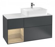 Тумба под раковину Villeroy & Boch Finion 120х50,1 см с подсветкой МДФ темно-синий матовый лак/стекло белое матовое F141PCHG