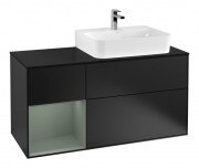 Тумба под раковину Villeroy & Boch Finion 120х50,1 см с подсветкой МДФ черный матовый лак/стекло черное матовое F142GMPD