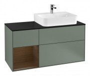 Тумба під раковину Villeroy & Boch Finion 120х50,1 см із підсвічуванням МДФ оливковий матовий лак/скло чорне матове F142GNGM