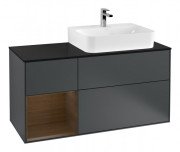 Тумба под раковину Villeroy & Boch Finion 120х50,1 см с подсветкой МДФ темно-синий матовый лак/стекло белое матовое F142GNHG