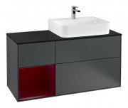 Тумба під раковину Villeroy & Boch Finion 120х50,1 см із підсвічуванням МДФ темно-синій матовий лак/скло чорне матове F142HBHG