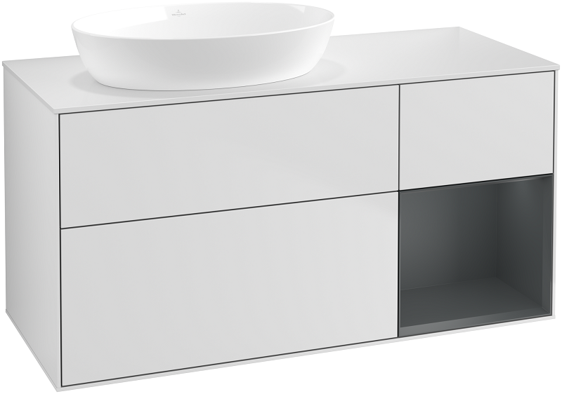 Тумба під раковину Villeroy & Boch Finion 120х50,1 см із підсвічуванням МДФ білий матовий лак/скло біле матове GA51HGMT