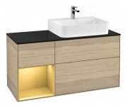 Тумба под раковину Villeroy & Boch Finion 120х50,1 см с подсветкой МДФ шпон дуба/стекло черное матовое F142HFPC