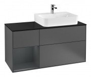 Тумба под раковину Villeroy & Boch Finion 120х50,1 см с подсветкой МДФ антрацит матовый лак/стекло черное матовое F142HGGK