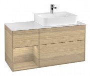 Тумба под раковину Villeroy & Boch Finion 120х50,1 см с подсветкой МДФ шпон дуба/стекло белое матовое F141PCPC