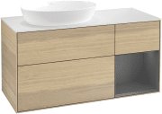 Тумба под раковину Villeroy & Boch Finion 120х50,1 см с подсветкой МДФ шпон дуба/стекло белое матовое GA51GKPC