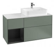 Тумба під раковину Villeroy & Boch Finion 120х50,1 см із підсвічуванням МДФ оливковий матовий лак/скло біле матове F141PDGM