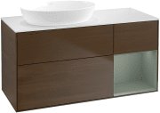 Тумба под раковину Villeroy & Boch Finion 120х50,1 см с подсветкой МДФ шпон грецкого ореха/стекло белое матовое GA51GMGN