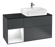 Тумба під раковину Villeroy & Boch Finion 120х50,1 см із підсвічуванням МДФ темно-синій матовий лак/скло чорне матове F142GFHG