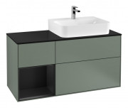 Тумба под раковину Villeroy & Boch Finion 120х50,1 см с подсветкой МДФ оливковый матовый лак/стекло черное матовое F142PDGM