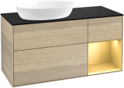 Тумба под раковину Villeroy & Boch Finion 120х50,1 см с подсветкой МДФ шпон дуба/стекло черное матовое GA52HFPC