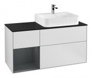 Тумба под раковину Villeroy & Boch Finion 120х50,1 см с подсветкой МДФ белый матовый лак/стекло черное матовое F142HGMT