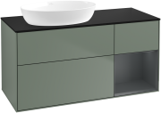 Тумба под раковину Villeroy & Boch Finion 120х50,1 см с подсветкой МДФ оливковый матовый лак/стекло черное матовое GA52HGGM