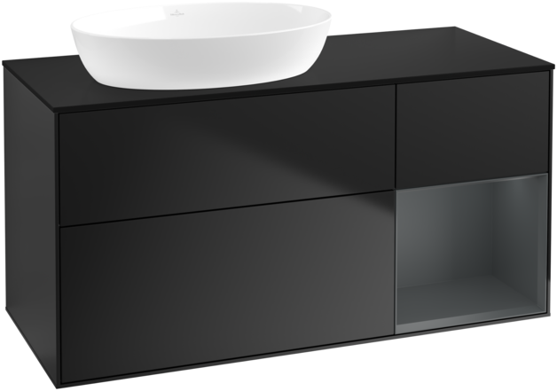 Тумба под раковину Villeroy & Boch Finion 120х50,1 см с подсветкой МДФ черный матовый лак/стекло черное матовое GA52HGPD