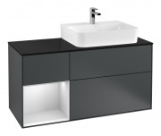 Тумба під раковину Villeroy & Boch Finion 120х50,1 см із підсвічуванням МДФ темно-синій матовий лак/скло чорне матове F142MTHG