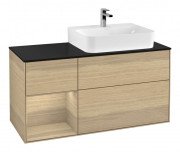 Тумба під раковину Villeroy & Boch Finion 120х50,1 см із підсвічуванням МДФ шпон дуба/скло чорне матове F142PCPC