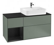 Тумба под раковину Villeroy & Boch Finion 120х50,1 см с подсветкой МДФ оливковый матовый лак/стекло черное матовое F142PDGM