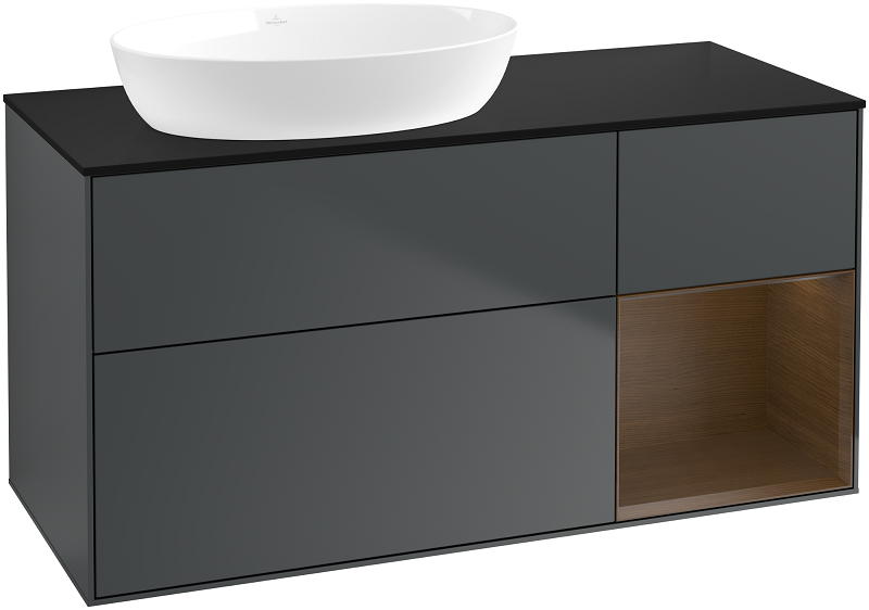 Тумба под раковину Villeroy & Boch Finion 120х50,1 см с подсветкой МДФ темно-синий матовый лак/стекло черное матовое GA52GNHG