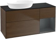 Тумба под раковину Villeroy & Boch Finion 120х50,1 см с подсветкой МДФ шпон грецкого ореха/стекло черное матовое GA52HGGN