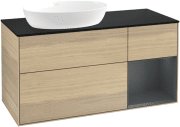 Тумба под раковину Villeroy & Boch Finion 120х50,1 см с подсветкой МДФ шпон дуба/стекло черное матовое GA52HGPC