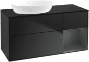 Тумба под раковину Villeroy & Boch Finion 120х50,1 см с подсветкой МДФ черный матовый лак/стекло черное матовое GA52HGPD