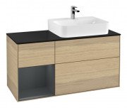 Тумба під раковину Villeroy & Boch Finion 120х50,1 см із підсвічуванням МДФ шпон дуба/скло чорне матове F142HGPC