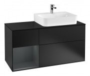 Тумба под раковину Villeroy & Boch Finion 120х50,1 см с подсветкой МДФ черный матовый лак/стекло черное матовое F142HGPD