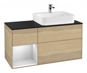 Тумба под раковину Villeroy & Boch Finion 120х50,1 см с подсветкой МДФ шпон дуба/стекло черное матовое F142MTPC