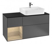 Тумба под раковину Villeroy & Boch Finion 120х50,1 см с подсветкой МДФ антрацит матовый лак/стекло черное матовое F142PCGK