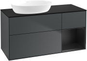 Тумба под раковину Villeroy & Boch Finion 120х50,1 см с подсветкой МДФ темно-синий матовый лак/стекло черное матовое GA52PDHG