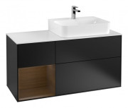 Тумба под раковину Villeroy & Boch Finion 120х50,1 см с подсветкой МДФ черный матовый лак/стекло белое матовое G141GNPD