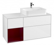 Тумба под раковину Villeroy & Boch Finion 120х50,1 см с подсветкой МДФ белый глянцевый лак/стекло белое матовое G141HBGF