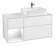 Тумба под раковину Villeroy & Boch Finion 120х50,1 см с подсветкой МДФ глянцевый белый лак/стекло белое матовое G141GFGF