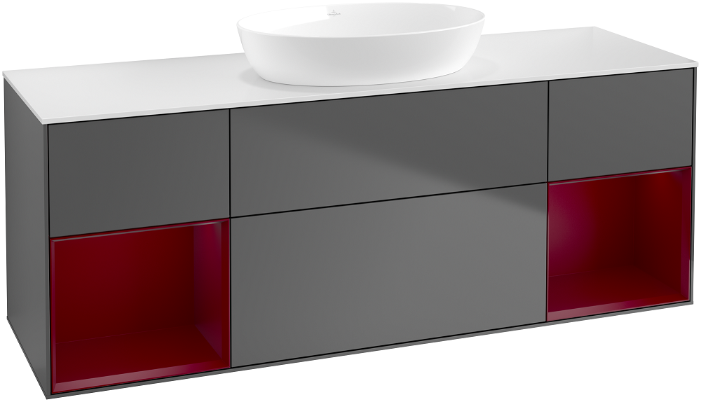 Тумба под раковину Villeroy & Boch Finion 160х50,1 см с подсветкой МДФ антрацит матовый лак/стекло белое матовое GD01HBGK